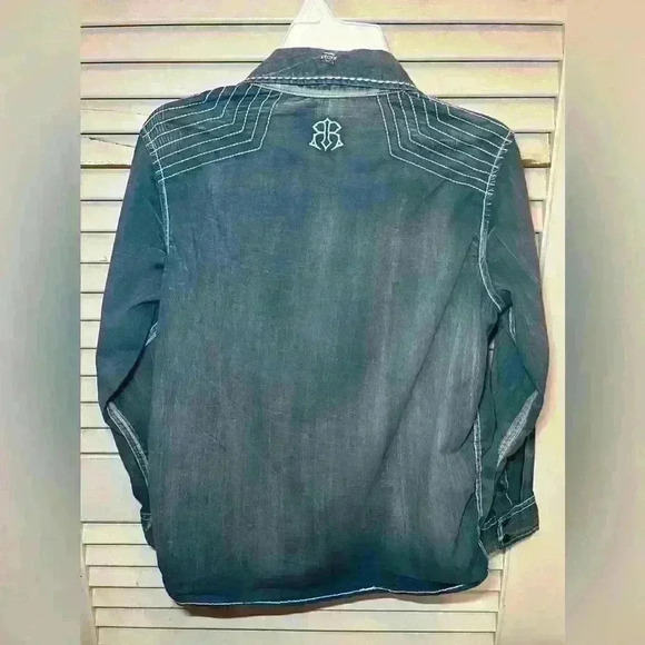 ROAR Boys Distressed Dress Button Down Shirt, long Sleeves Size Medium A0028 - Picture 2 of 4